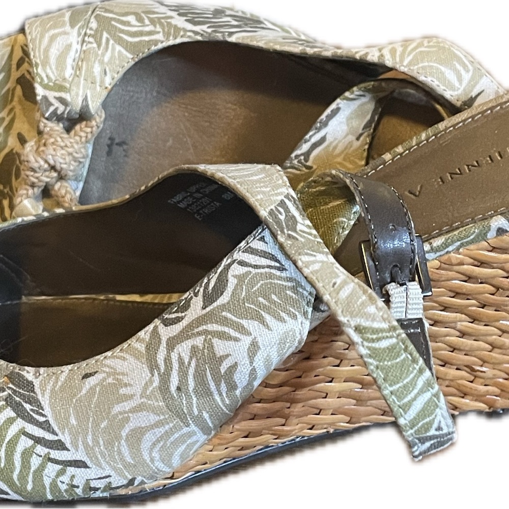 Vince Camuto Green Patterned Wedge Sandals